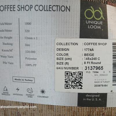 Unique Loom 8 Ft Round Area Rug – Coffee Shop Collection (Beige 1774A)