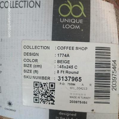 Unique Loom 8 Ft Round Area Rug – Coffee Shop Collection (Beige 1774A)
