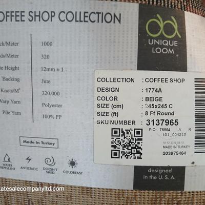 Unique Loom 8 Ft Round Area Rug – Coffee Shop Collection (Beige 1774A)