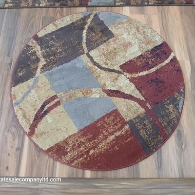 Set of 2 Modern Geometric Area Rugs – Runner & Round