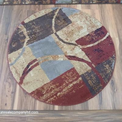 Set of 2 Modern Geometric Area Rugs – Runner & Round