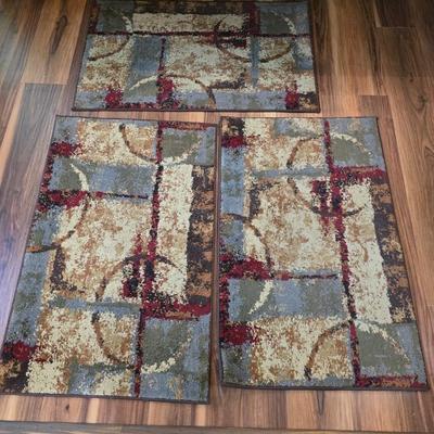 Set of 3 Matching Accent Rugs – Unique Loom Coffee Shop Collection (Beige 1774)