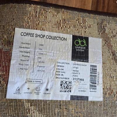Set of 3 Matching Accent Rugs – Unique Loom Coffee Shop Collection (Beige 1774)