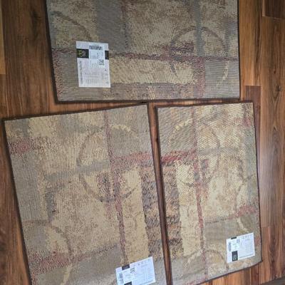Set of 3 Matching Accent Rugs – Unique Loom Coffee Shop Collection (Beige 1774)