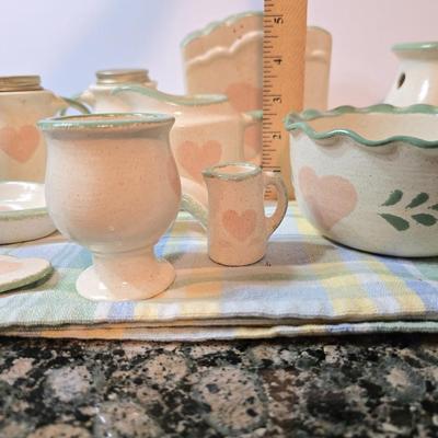 Vintage Country Heart Stoneware Kitchen Accessory Set – 15+ Pieces