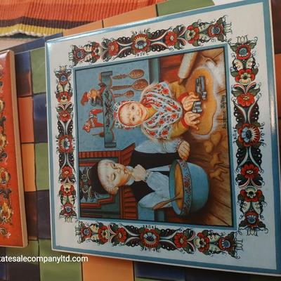 Charming Scandinavian Kitchen Decor Lot – Swedish Cookbook, Tiles, Linens & More