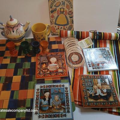 Charming Scandinavian Kitchen Decor Lot – Swedish Cookbook, Tiles, Linens & More
