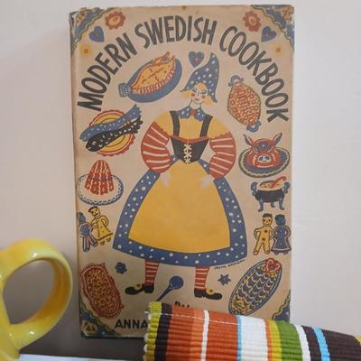 Charming Scandinavian Kitchen Decor Lot – Swedish Cookbook, Tiles, Linens & More