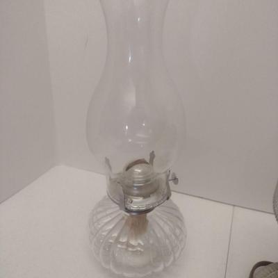 Pair of Hurricane Lamps One Electric and One Oil