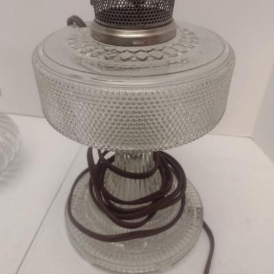 Pair of Hurricane Lamps One Electric and One Oil