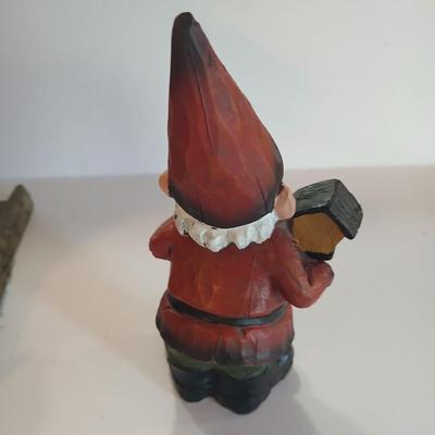 Rustic Miniature Windmill Birdhouse & Garden Gnome Figurine – “Love Nest” Decor Pair