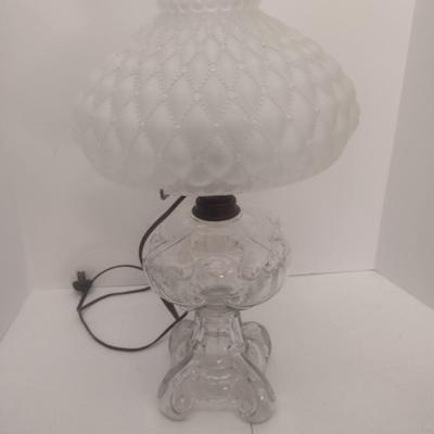 Vintage Electric Glass Table Lamp with Tufted Design Glass Shade