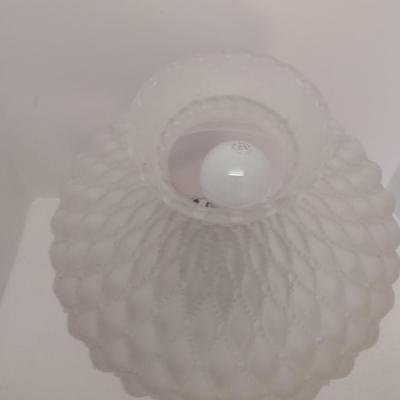 Vintage Electric Glass Table Lamp with Tufted Design Glass Shade