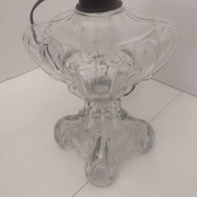 Vintage Electric Glass Table Lamp with Tufted Design Glass Shade