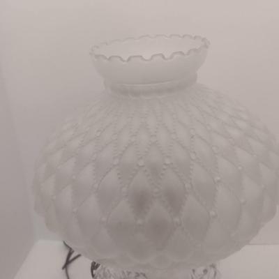 Vintage Electric Glass Table Lamp with Tufted Design Glass Shade