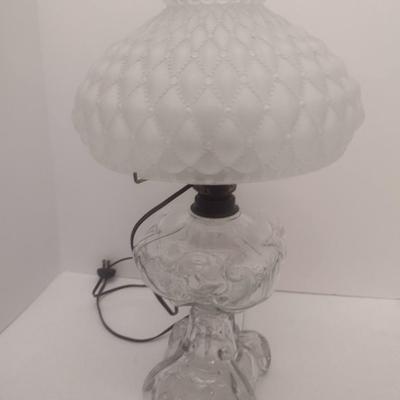 Vintage Electric Glass Table Lamp with Tufted Design Glass Shade