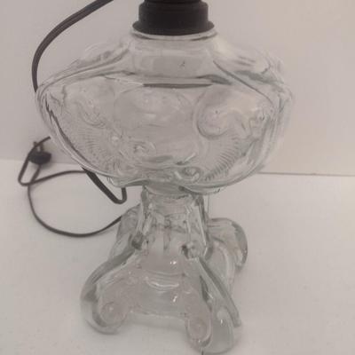 Vintage Electric Glass Table Lamp with Tufted Design Glass Shade