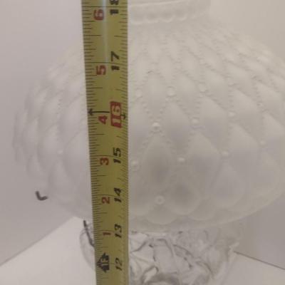 Vintage Electric Glass Table Lamp with Tufted Design Glass Shade