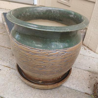 Two Large Outdoor Ceramic Planter Pair – Glazed Garden Pots