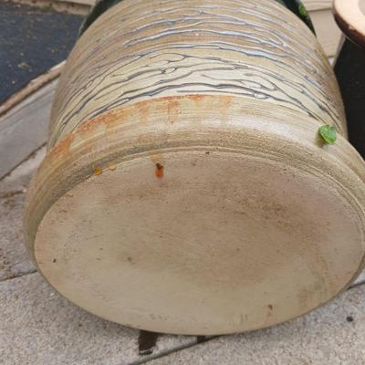 Two Large Outdoor Ceramic Planter Pair – Glazed Garden Pots