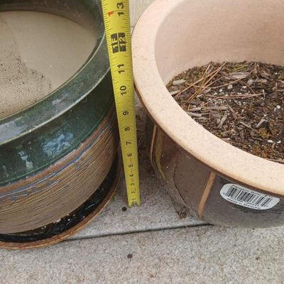 Two Large Outdoor Ceramic Planter Pair – Glazed Garden Pots