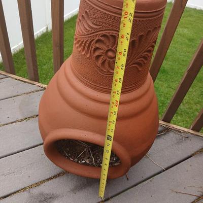 Outdoor Patio Lot – Terracotta Chiminea Planter & Bliss Zero Gravity Recliner