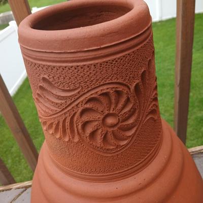 Outdoor Patio Lot – Terracotta Chiminea Planter & Bliss Zero Gravity Recliner