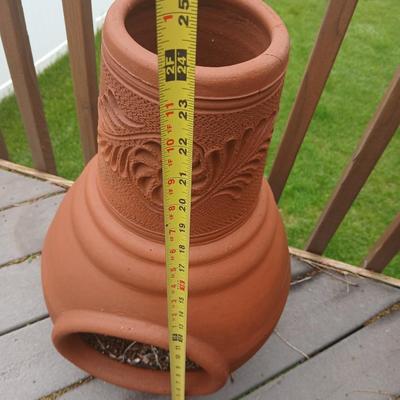 Outdoor Patio Lot – Terracotta Chiminea Planter & Bliss Zero Gravity Recliner