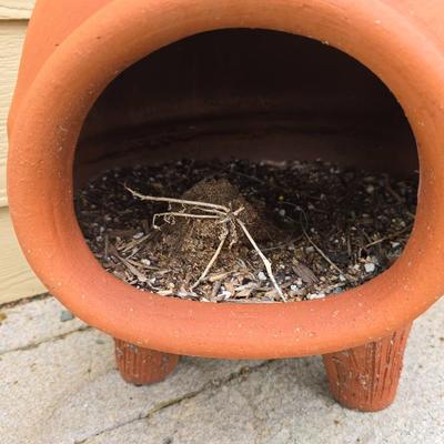 Outdoor Patio Lot – Terracotta Chiminea Planter & Bliss Zero Gravity Recliner
