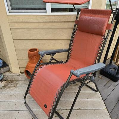 Outdoor Patio Lot – Terracotta Chiminea Planter & Bliss Zero Gravity Recliner