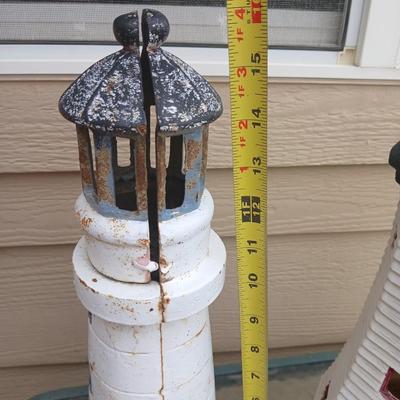 Decorative Outdoor Lighthouse Pair – Cast Iron & Resin Garden Statues