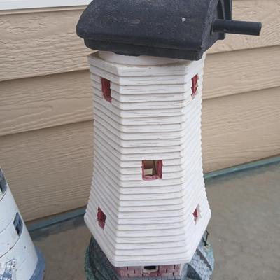 Decorative Outdoor Lighthouse Pair – Cast Iron & Resin Garden Statues