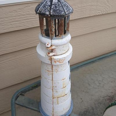 Decorative Outdoor Lighthouse Pair – Cast Iron & Resin Garden Statues