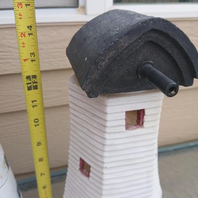 Decorative Outdoor Lighthouse Pair – Cast Iron & Resin Garden Statues