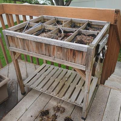 Rustic Raised Wooden Herb Garden Planter with bottom Shelf