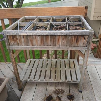 Rustic Raised Wooden Herb Garden Planter with bottom Shelf
