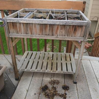 Rustic Raised Wooden Herb Garden Planter with bottom Shelf