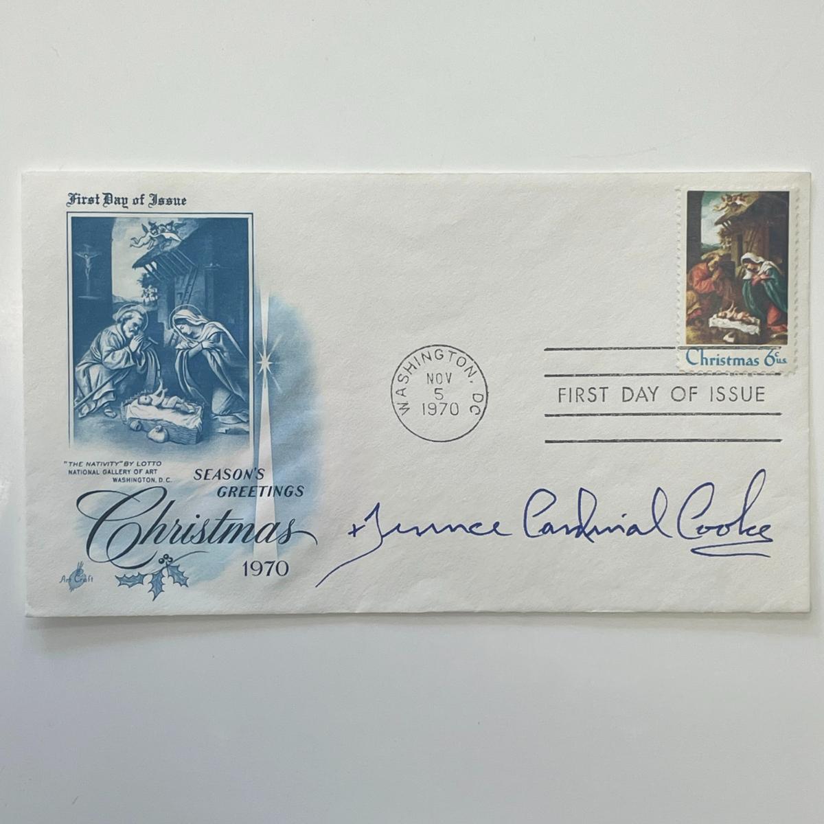 Terence Cardinal Cooke signed 1970 Christmas First Day Cover ...