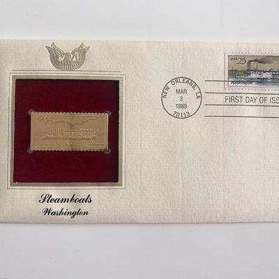 Steamboats Washington Gold Stamp Replica First Day Cover