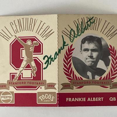 Stanford Football Frankie Albert signed 1991 trading card