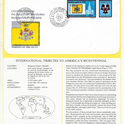 Hungarian People's Republic - International Tributes to America's Bicentennial FDC