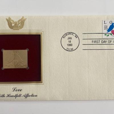 Love with Heartfelt Affection Gold Stamp Replica First Day Cover