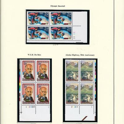 1992 US stamp collector sheet featuring Olympic stamps, W.E.B. Du Bois and Alaska Highway 50th Anniversary stamps