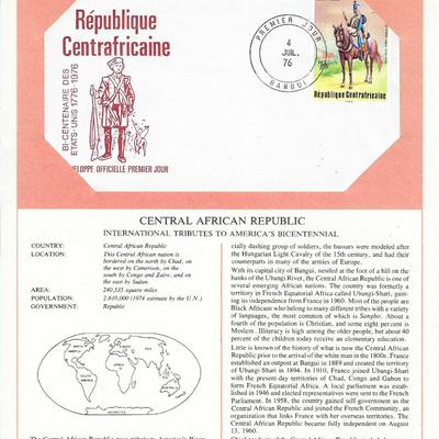 Central African Republic - International Tributes to America's Bicentennial FDC