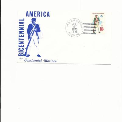 Bicentennial America - Continental Marines - U.S.S. California - First Day Cover - 1975