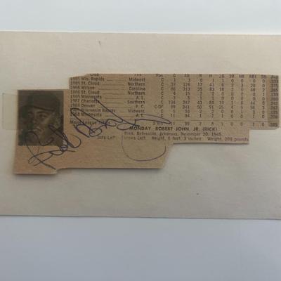 Rick Monday signed newspaper clipping