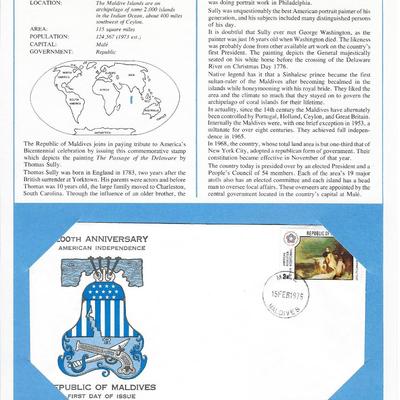 Maldives - International Tributes to America's Bicentennial FDC