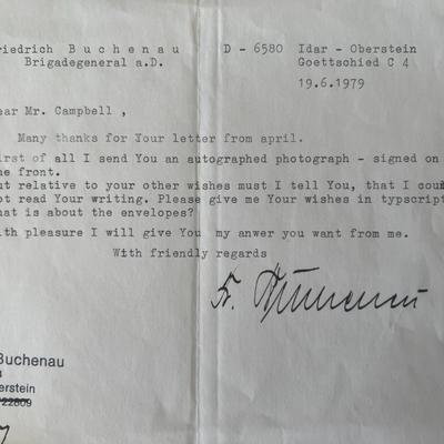 Friedrich Buchenau signed note