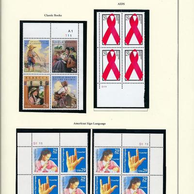 1993 US stamp collector sheet featuring Classic Books, Aids and American Sign Language stamps