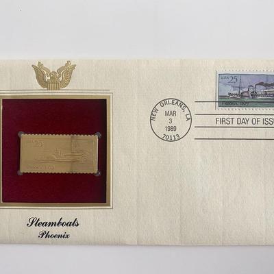 Steamboats Phoenix Gold Stamp Replica First Day Cover